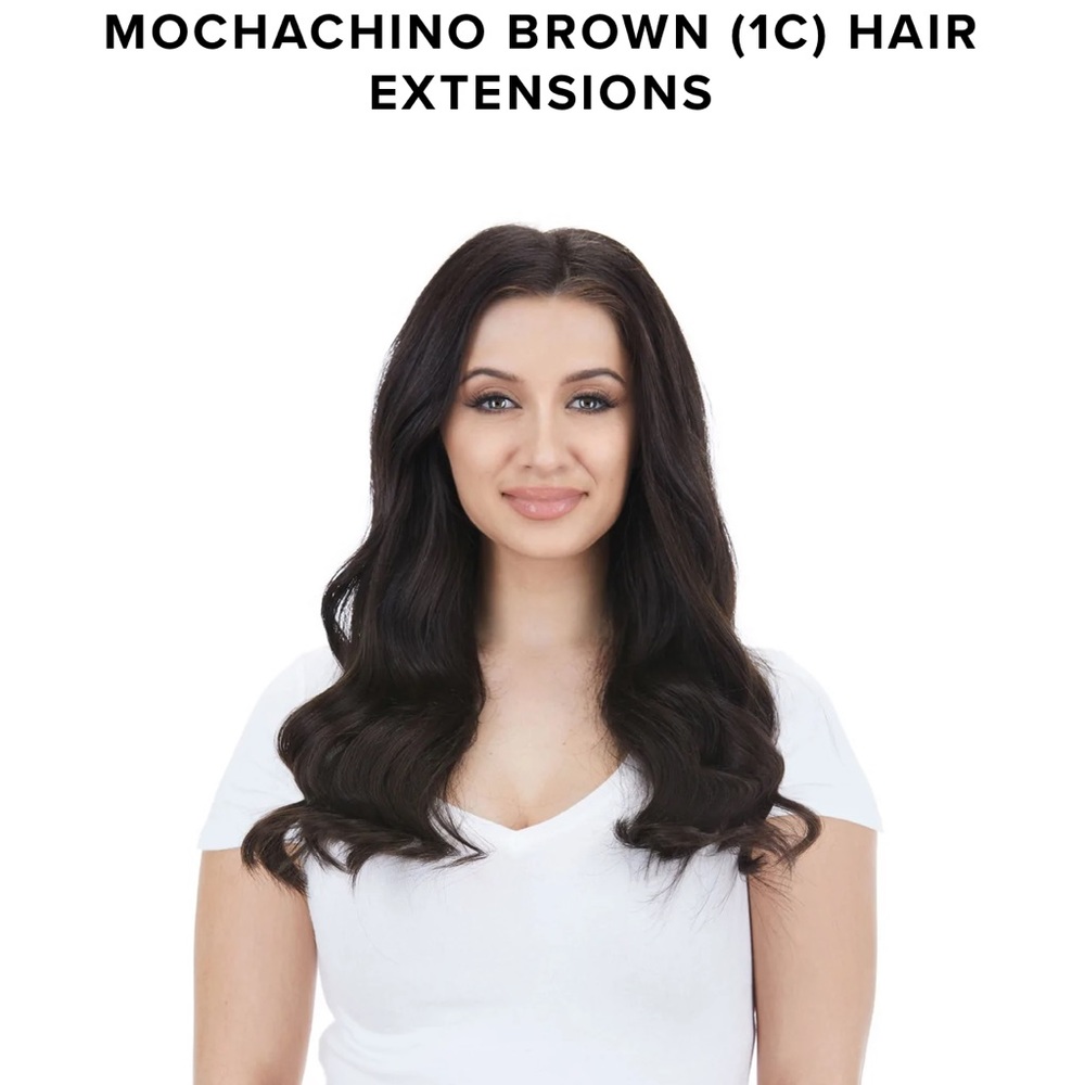 Bellami Silk Seam Mochachino Brown, 18” Clip in Hair Mail Extensions